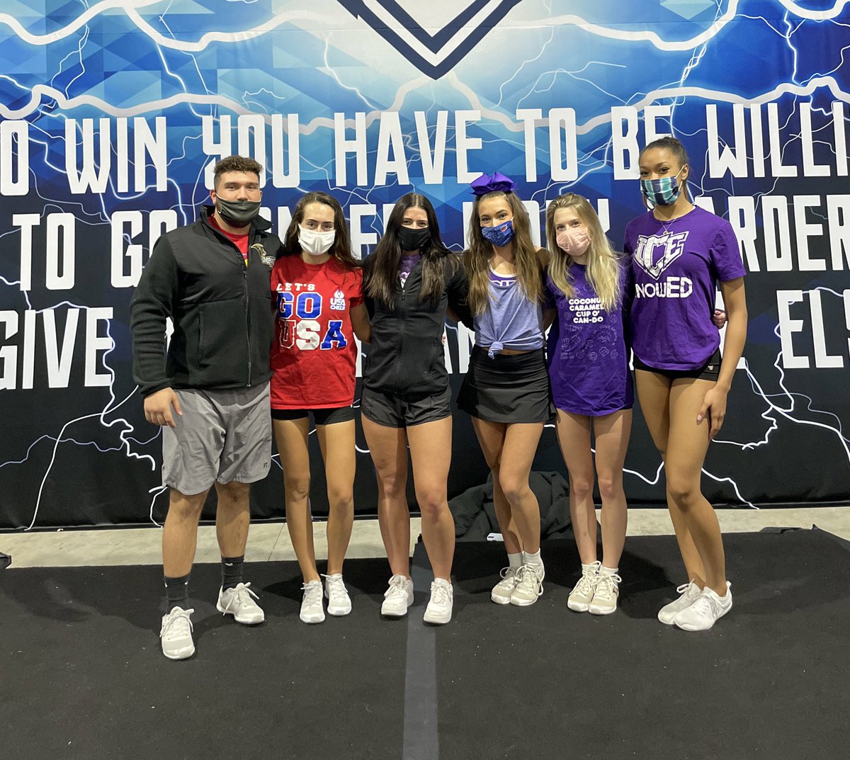 LUallsmarge's tweet photo. Congratulations to our partner stunt and group stunt qualifiers!  Making history.... see you in Daytona!   🖤💛🦁 https://t.co/6DIxGRCaK1