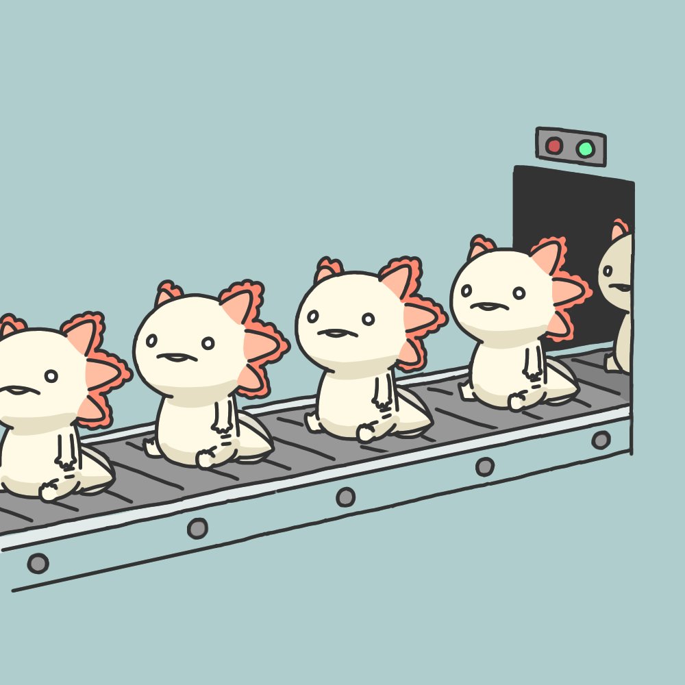 大量生産されるウーパールーパー 人生はウーパールーパーのイラスト 大量生産されるウーパールーパー 人生はウーパールーパーのイラスト