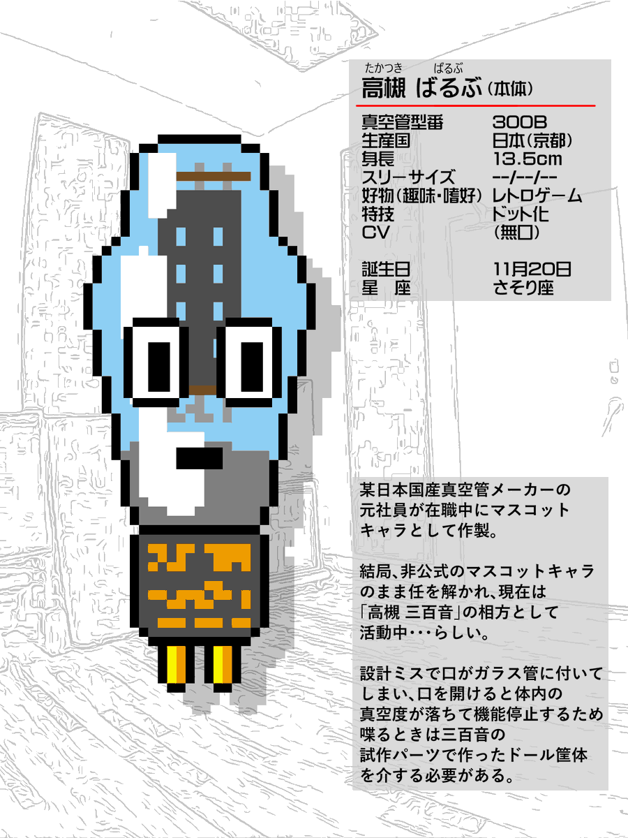 Bulb_300B's tweet photo. プロフィールを更新

不要になった試作品の三百音ボディを再利用中。
（※ばるぶ本体は男設定です） https://t.co/KWmMIRgMkd