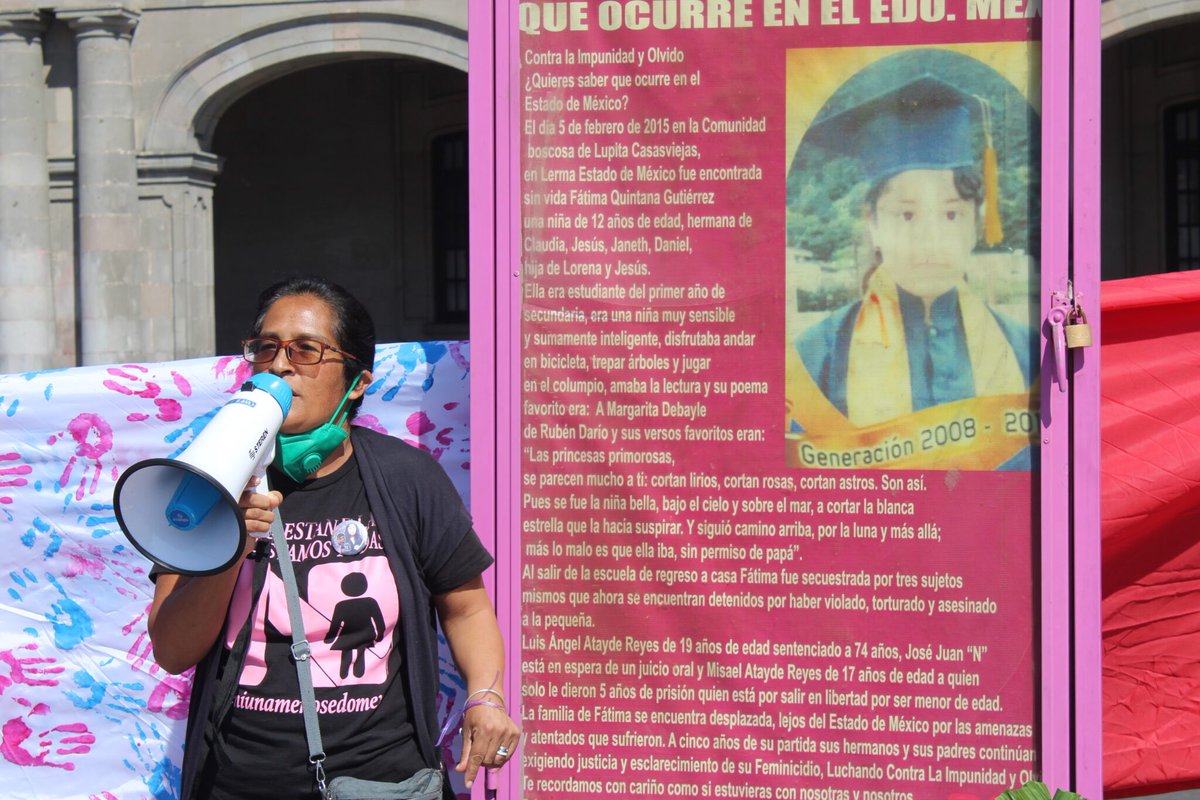 Fátima era una niña estudiosa y alegre. A los 12 años, el 5 de febrero de 2015, fue víctima de feminicidio. Al día de hoy su familia continúa en búsqueda de justicia.

#JusticiaParaFátima
#6AñosSinJusticia 
#LaSeguimosNombrando
#MéxicoFeminicida
