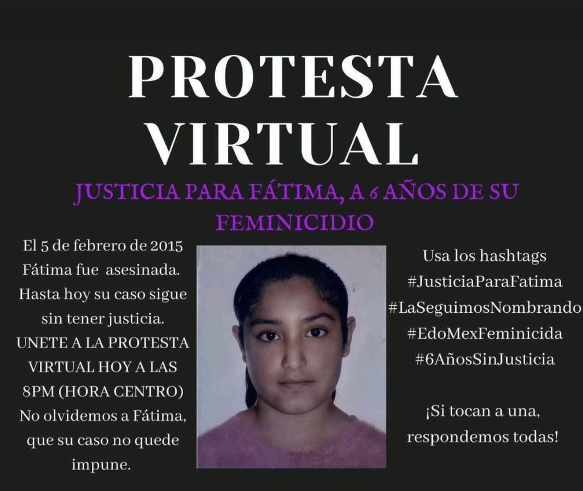 Si tocan a una, respondemos todas 💜 #JusticiaParaFatima #LaSeguimosNombrando #EdoMexFeminicida #6AñosSinJusticia