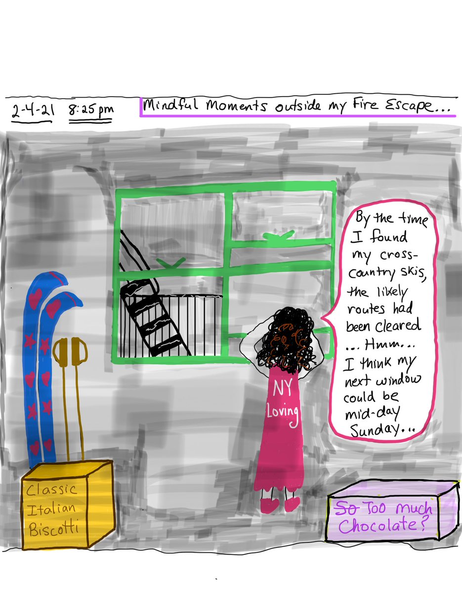 ZenRuby1's tweet image. Mindful moments outside my Fire Escape ... #mindfulmoments #fireescapechronicles #crosscountryskiinginthecity #toomuchchocolate #classicitalianbiscotti #covidart #formerepicenter