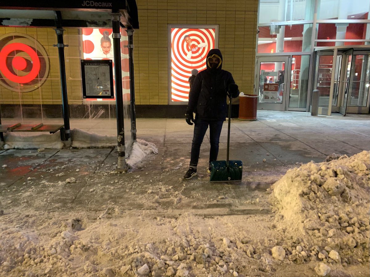 It was obvious this stop had been cleared previously, but because of the lack of a coordinated response in clearing snow for *all* street users, plows had undone the work, which then turned to ice. Additionally, no thought had been put into ensuring space for the ADA bus ramps.