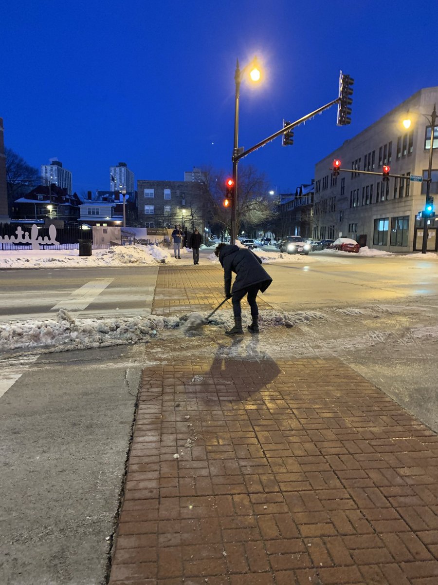 At that same intersection there were crosswalks that were impassible for wheelchair users and dangerous for everyone else. We moved a boulder-sized chunk of ice and cleared sludge that plows ignored.