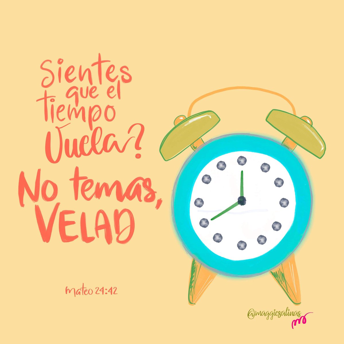 MagdaSalinas's tweet photo. No te preocupes porque el tiempo pasa aceleradamente y ni cuenta te das.
Es a nuestro favor, Jesús está cerca!
"Velad pues, porque no sabes a qué hora ha de venir nuestro Señor" #conectaconDios
#letteringconpropósito #sketchlover https://t.co/vcrRNfdZZ3