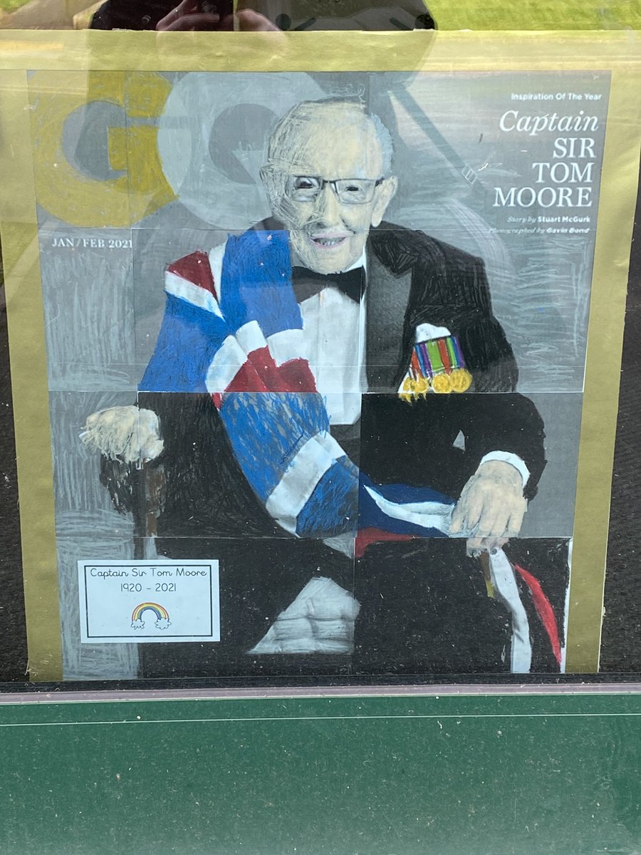 This week to honour the late Captain Sir Tom Moore, my Year 3 key worker class in school created this beautiful artwork!