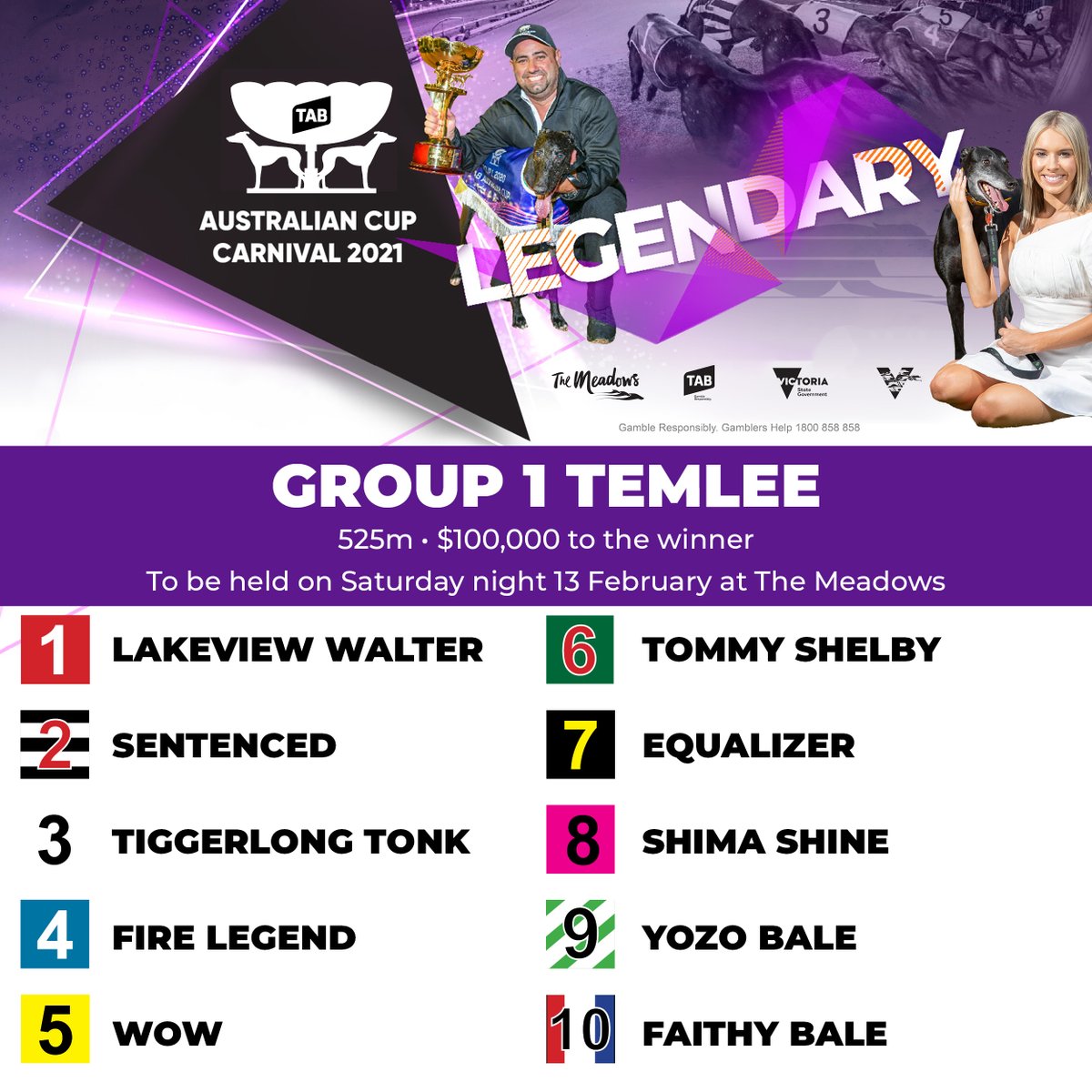 MelbourneGreys's tweet photo. Box draws for the Group 1 Temlee, Rookie Rebel & Zoom Top have been conducted as the excitement continues to build towards the first week of the TAB Australian Cup Carnival! @GRV_News @WatchDogRacing @BrittTaylor12 @tabcomau https://t.co/a5QXZbjkhR