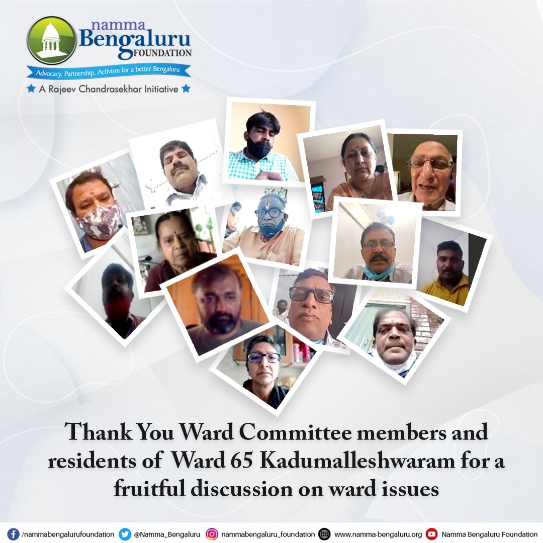 Namma_Bengaluru's tweet photo. @Namma_Bengaluru facilitated the #Ward Committee #webinar today with the Ward Committee members & residents of #Ward65 #Kadumalleshwaram 2 discuss & collectively address local issues by constructively engaging with each other
Thanks 2 all the WC members & residents who joined us https://t.co/krpKpIUWti