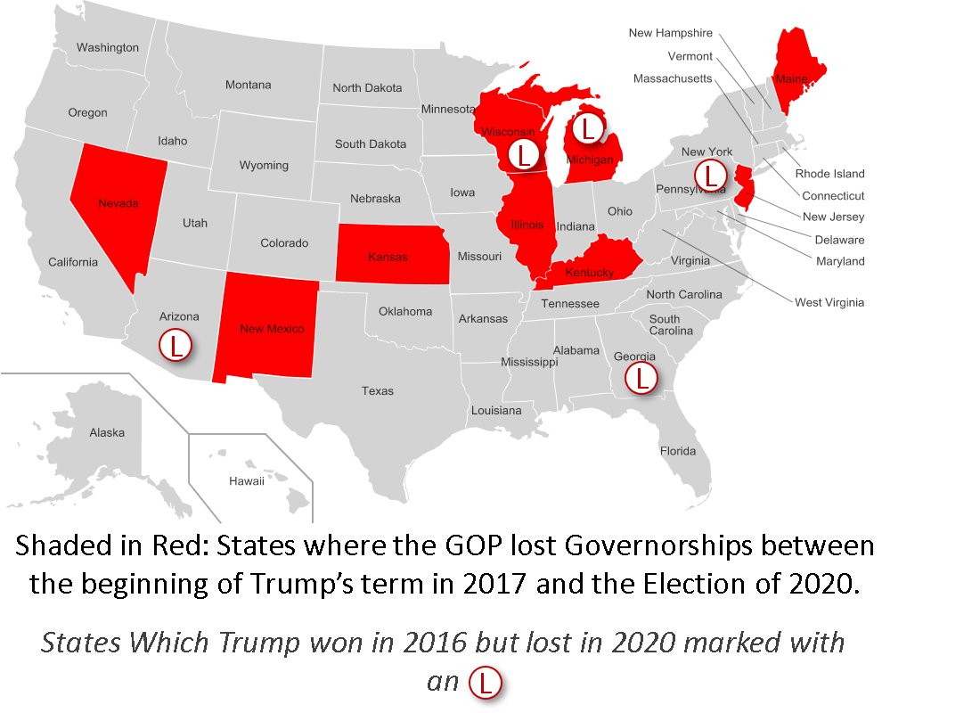 Map 5: Where Trump's party lost GOP-held Governorships since Trump took office.
