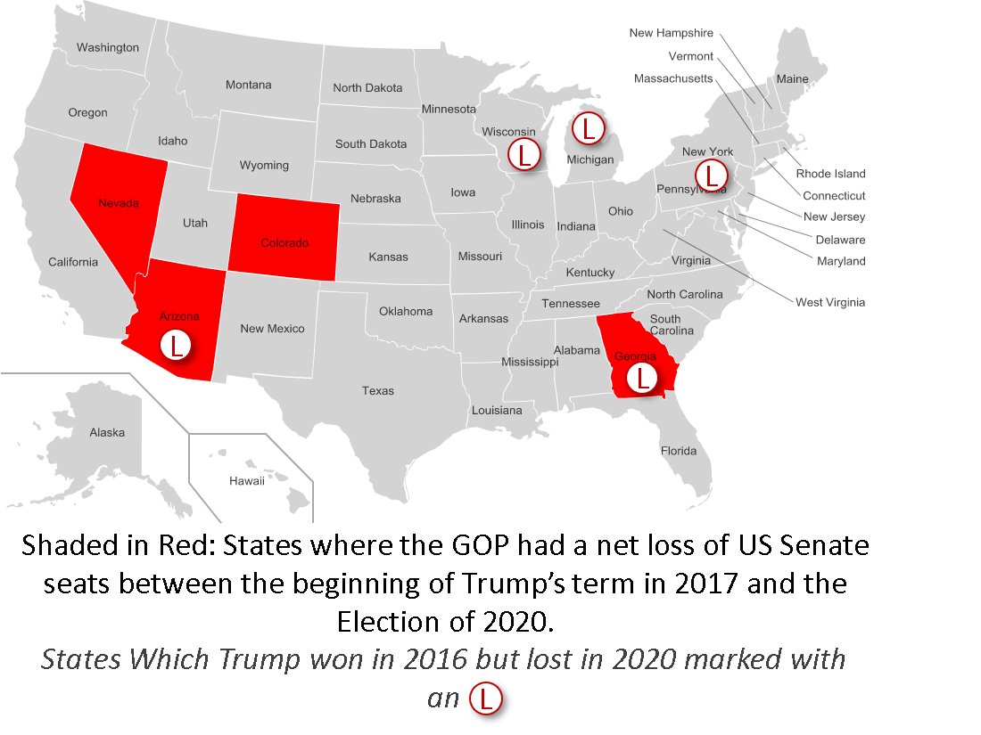 Map 7: Where Trump's party lost US Senate Seats since Trump took office.