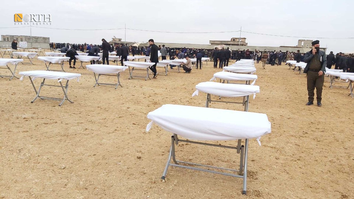 NPA_English's tweet photo. Kojo village, south Sinjar: Latest preparations for ceremonies of receiving bodies of 104 victims of Kojo massacre in 2014. 
Erbil - North Press https://t.co/RKPdrPTbHW