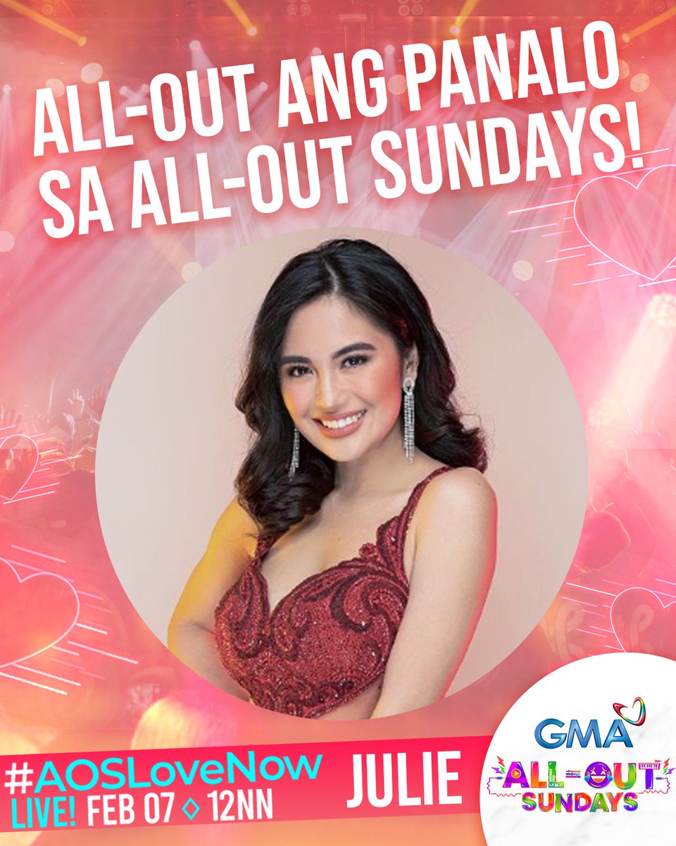 AllOutSundays7's tweet photo. All-out ang PANALO sa #AllOutSundays! 

Sama-sama tayo bukas para sa LIVE na LIVE show! At 'wag kalimutang i-spread ang #AOSLoveNow 💖 https://t.co/KKHCdFjz86