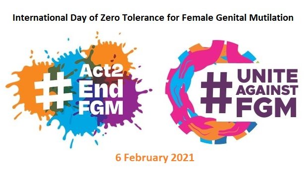 International Day of Zero Tolerance for #FGM, 6 February - highlights the need for concerted global action to #EndFGM and uphold the #humanrights of all women and girls. 2021 theme: “No Time for Global Inaction: Unite, Fund, and Act to end FGM" bit.ly/2YRqEQs #Act2EndFGM