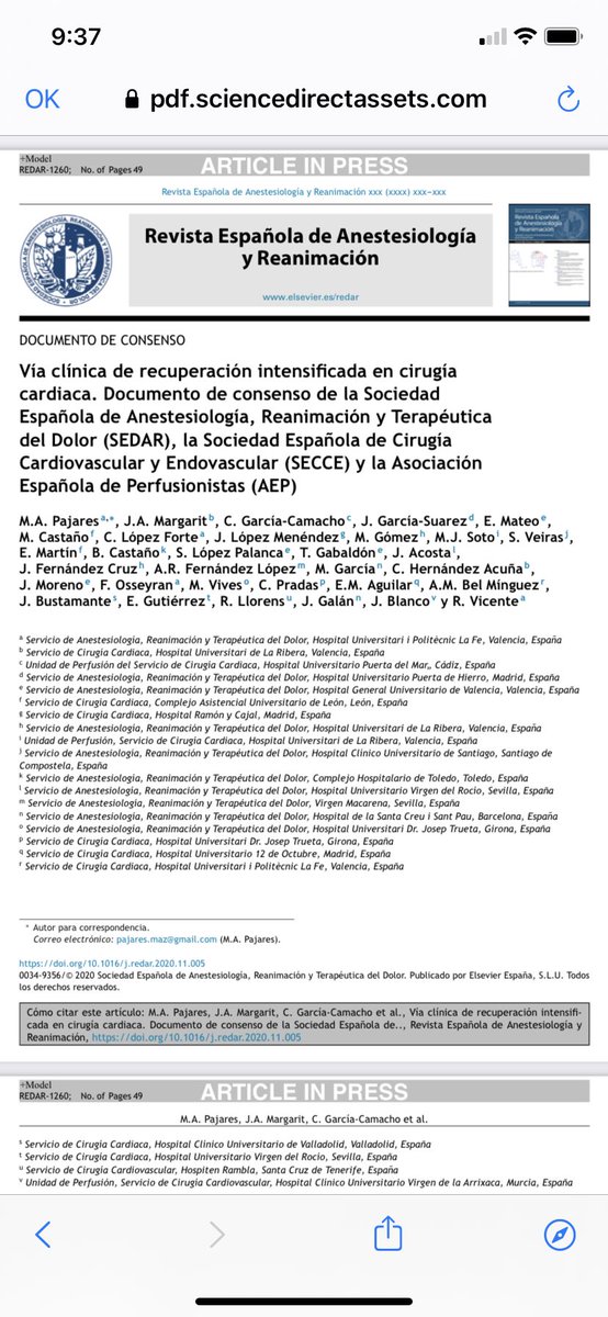 Documento de consenso ERAS en Cirugía Cardiaca de SEDAR, SECCE y AEP ⁦<a href="/sedar_es/">SEDAR</a>⁩ ⁦<a href="/SCISEDAR/">@SCISEDAR</a>⁩ ⁦<a href="/htrueta/">Hospital Trueta</a>⁩