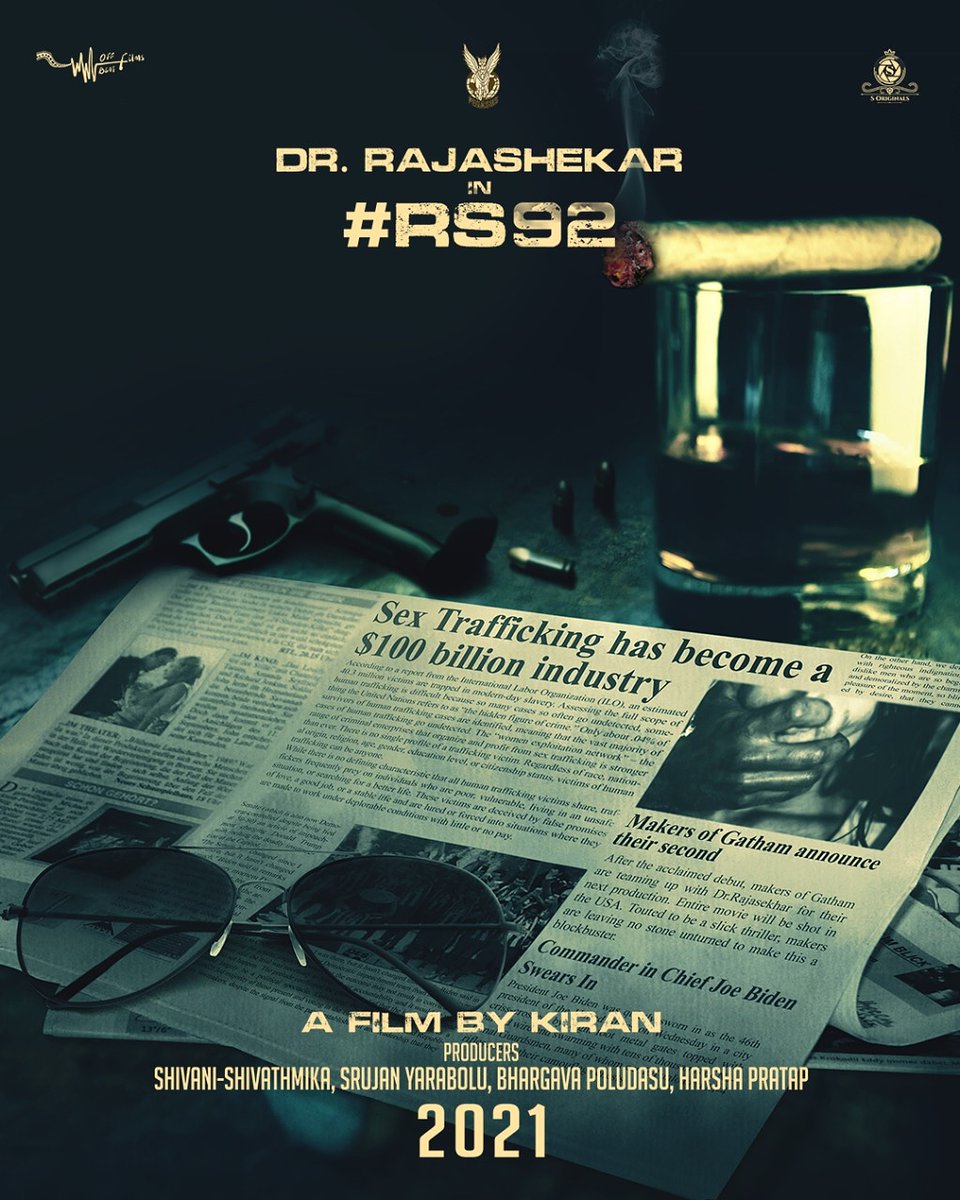 Here's #RS92ThemePoster🔥 After #Shekar, @ActorRajasekhar garu teams up with the makers of the super hit film #Gatham for #RS92. Banners: @off_beat_films @SOriginals1 @PegasusCineC 🎬: @kkondamadugula @Rshivani_1 @ShivathmikaR @bpoldaz @nooble451 @HarshaPratap @Surendraknaidu