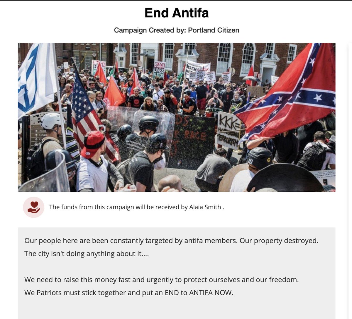  @stripe is also the payment processor for this  @givesendgo fundraiser seeking $156,000 to "end antifa" by unspecified means. the person raising the funds traveled from vancouver, WA to kenosha in the days after the rittenhouse murders to participate in the ensuing unrest.