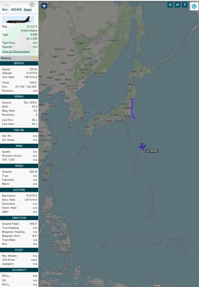 Oceanworldfree's tweet photo. 🇺🇲 USAF
Two Boeing KC-135R Stratotankers flying toward #Guam
61-0276 #AE04EA
60-0334 #AE07AC https://t.co/sRowzREVT1