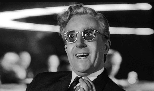 Dr Strangelove, or: How I Learned to Stop Worrying and Love the Bomb (1964, d. Stanley Kubrick)  https://letterboxd.com/iliwysarielle/film/dr-strangelove-or-how-i-learned-to-stop-worrying-and-love-the-bomb/