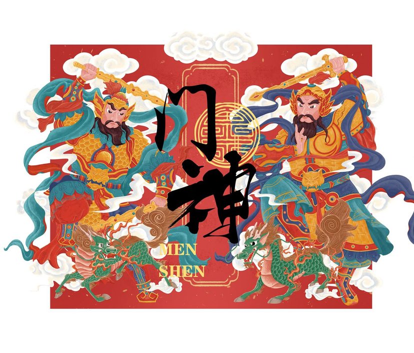 cultureCHN's tweet photo. 门神，是中国民间深受人们欢迎的守护神，传统春节时贴在门上寓意驱邪镇宅。
The door god is the patron saint popular among Chinese people. It is traditionally posted on the door during the Spring Festival to imply exorcism from the town house.
#春节 #门神 #民俗 #尉迟恭 #秦琼 https://t.co/bnLv2ph4BL