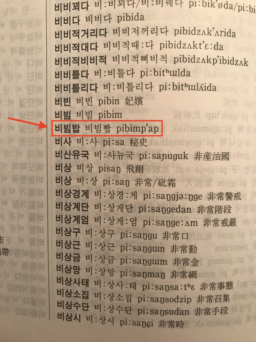 Here's an entry from an interesting dictionary, the prescriptive 표준 한국어발음대사전 (A Korean Pronunciation Dictionary) published by KBS as a guide to standard pronunciation for broadcasters, with IPA. For 비빔밥, it gives "비빔빱 pibimp'ap" (the apostrophe indicating tense)