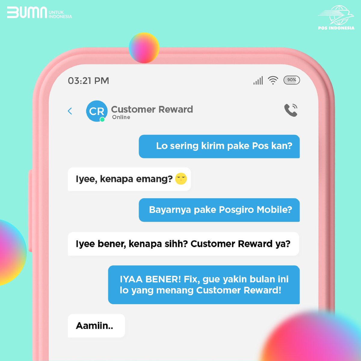 PosIndonesia's tweet photo. Sahabat, ayo siapa yg mau dpt pesen whatsApp dr #PosCustomerReward??
Buruan kirim paket di #PosIndonesia, bayar ongkirnya pakai #PosgiroMobile & bayarin tagihan km, mami km, papi km, tante km, tetangga km pakai Posgiro Mobile.
Biar km jd pemenang motor beat or mobil brio! https://t.co/La8jFxllGR