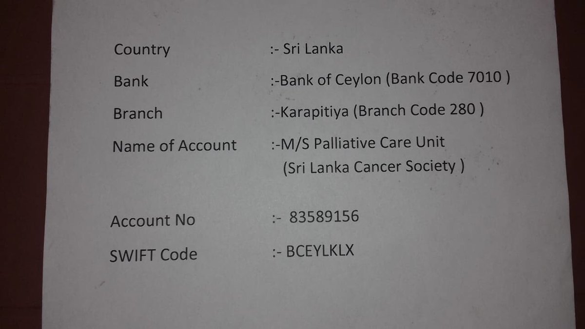PLEASE don’t like . Retweets are welcome . Please CONTRIBUTE, DONATE #Paliative #care #Karapitiya #Galle #SriLanka #cancer