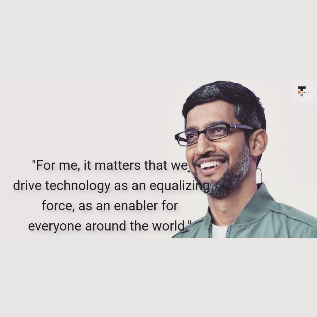 techshotsapp's tweet image. "For me, it matters that we drive technology as an equalizing force, as an enabler for everyone around the world."
- Sundar Pichai
#sundarpichai #techshots #saturdaymotivation