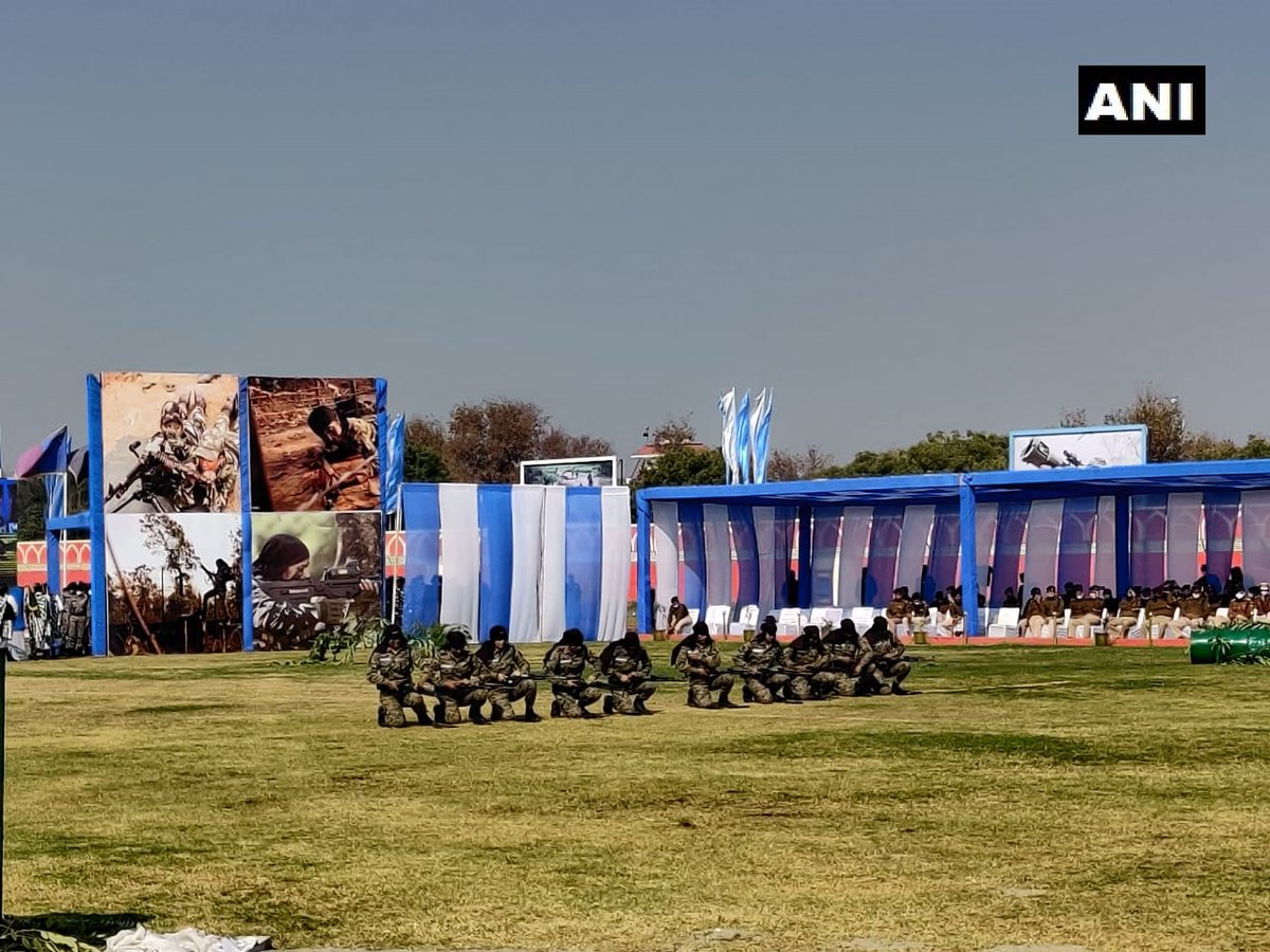 ANI's tweet photo. CRPF inducts women commandos for anti-naxal operations. 34 women personnel from 6 Mahila Battalions will undergo a CoBRA pre-induction training for 3 months. After completion of their training, the batch will be posted in LWE areas alongside their male counterparts. https://t.co/Rc5DFsT5y2