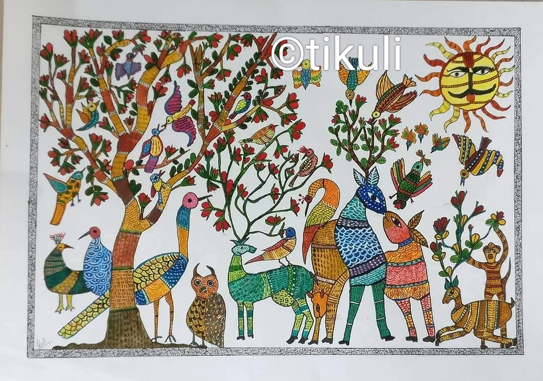 tikulli's tweet photo. Self plug
These traditional folk/tribal artworks are up for sale. Made with Watercolor on Watercolor paper. DM for price etc. Pinning this tweet for easy access. Will keep updating. RT for visibility&amp;support. #artistsoftwitter #Gond #paitkar #ArtSale #ArtistOnTwitter #folkart https://t.co/OrnXqDWpNU
