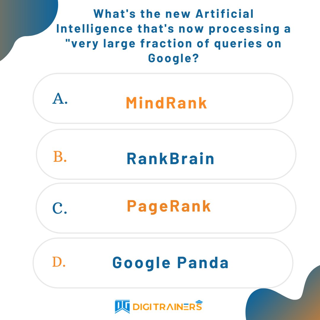 digi_trainers's tweet photo. Quiz of the Day.
#artificialintelligence #ai #machinelearning #technology #googlepanda #searchengineoptimization #googlealgorithm #seo #digitalmarketing #rankbrain #rankbrainalgorithm #pagerank #websitetraffic #socialmedia #instagram #udaipurblog #digitrainers #udaipur https://t.co/Ovs1HgKnlP