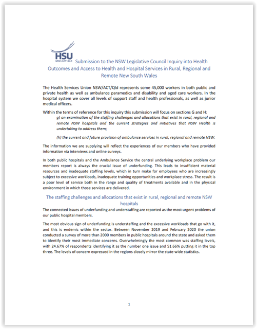 Inquiry into  #Health outcomes & services in  #rural,  #regional &  #remote NSW.List of Submissions  https://bit.ly/2YGrjnE&nbsp;  @HSUNSW Submission (No. 257)  https://bit.ly/3pY58FF&nbsp; draws attention to the lack of  #NEPT services, under-resourcing & the use of single-paramedic responses.