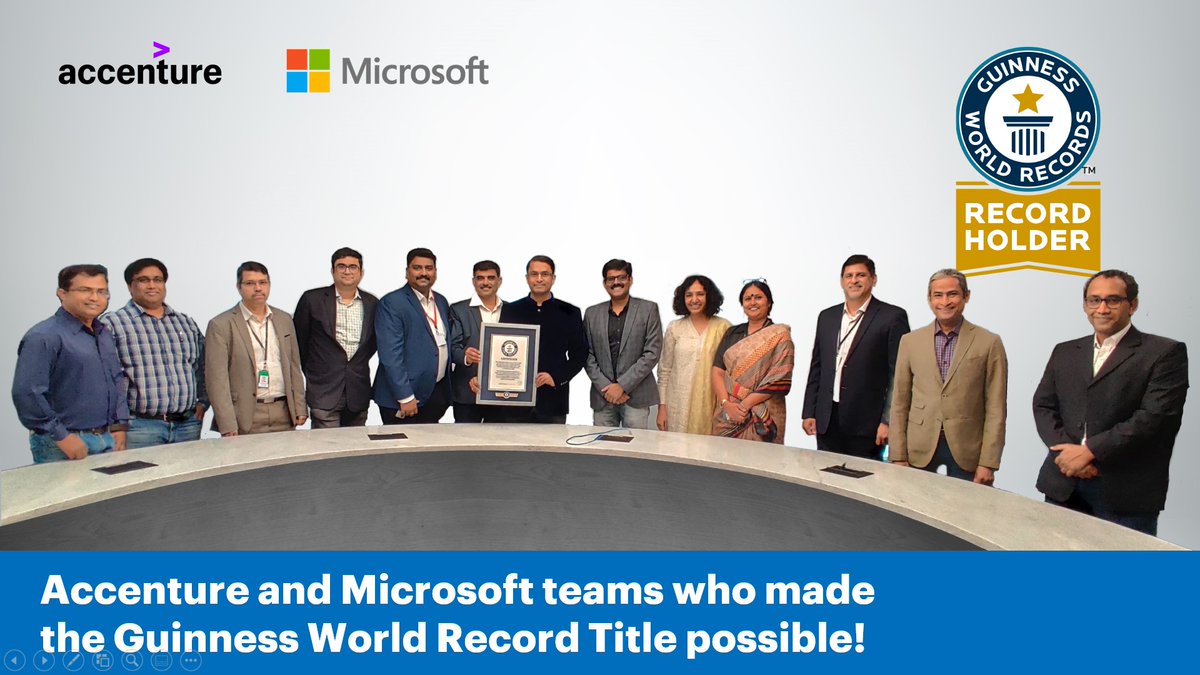 8007 Microsoft certified people at Accenture came together to achieve the record for the Largest Online Video Chain of people handing over their certificates!
This has indeed been a momentous and inspiring journey and I thank everyone who is now part of the record.