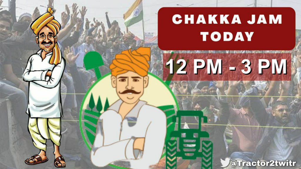 Tractor2twitr's tweet photo. Chakka Jaam Guidelines:
Timings 12 PM - 3 PM
Only National &amp; State Highways will be blocked
All Emergency services e.g. Ambulances &amp; School buses allowed
Its will be Peaceful event
No Chakka Jaam in NCR
Will blow horns at 3 PM fr 1 min to show support 

#IndiaSupportsChakkaJaam https://t.co/aKnX46biEY