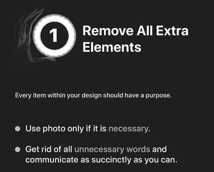 pankajy23454134's tweet photo. 4 Minimalist #design rules.

* Remove All Extra Elements
* Single Focal Point Per Screen
* Contrast First Approach
* Use Generous Whitespace

#style #DesignThinking #rules #designrules #graphics #illustrator #photoshop #branding #marketing #learndesigning #learning #uiux 
@uxmars https://t.co/dlydqwugSK