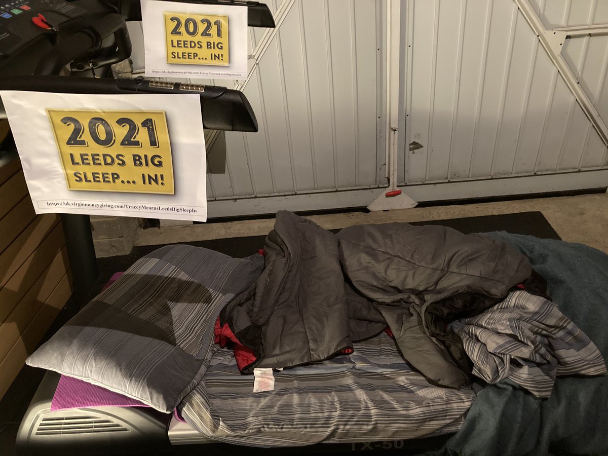 One night survived on a hard and 🥶 treadmill. The homeless endure 🥶 & 🌧 every night so vital to support @CryptLeeds deliver their services. 
I’ll never take for granted the comfort of my bed & warm home again 😌
A humbling experience....
#LeedsBigSleep
uk.virginmoneygiving.com/TraceyMearnsLe…