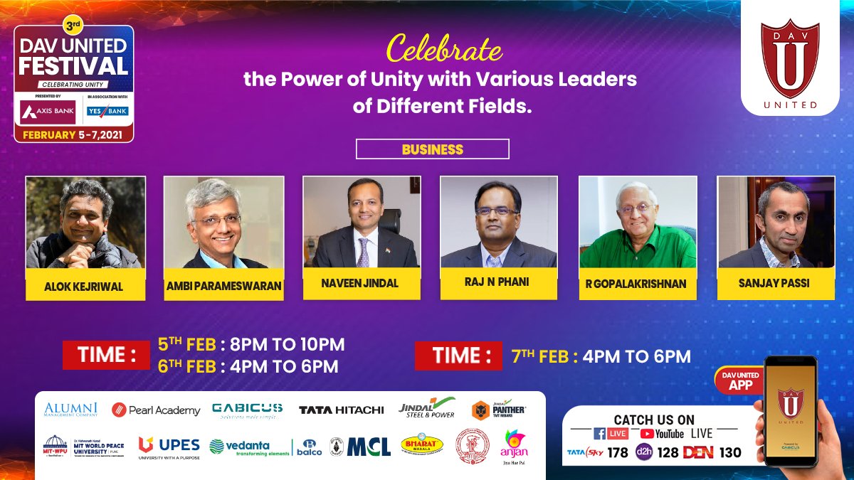 davunited_'s tweet photo. Aspiring entrepreneurs and managers, this one’s for you!
Gear up to have a thrilling session with some of the finest business stalwarts at the #DAVUnitedFestival. 

#DAVUnitedFestival2021 #DAVUnited #FestivalFest #enterpreneur https://t.co/fU5ftox0PJ