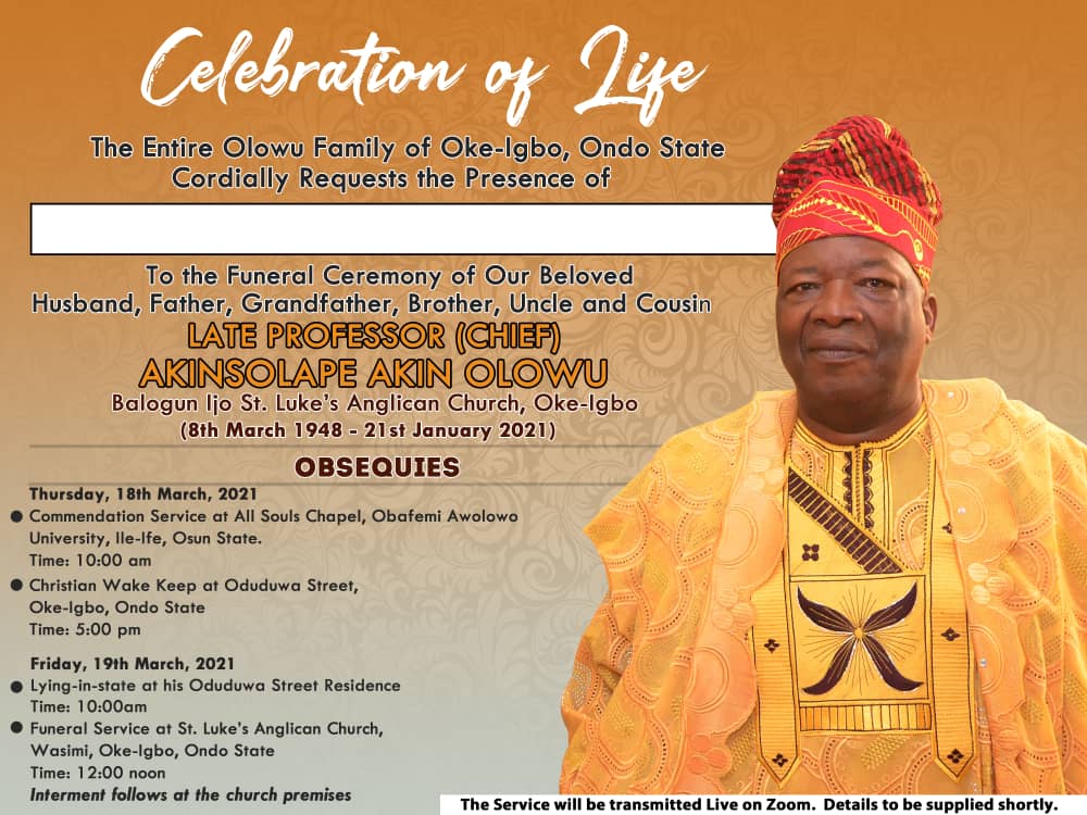 NigPsy's tweet photo. OBSEQUIES
Prof Akinsolape Akin Olowu
1948 - 2021 https://t.co/VjwMWIc5xD