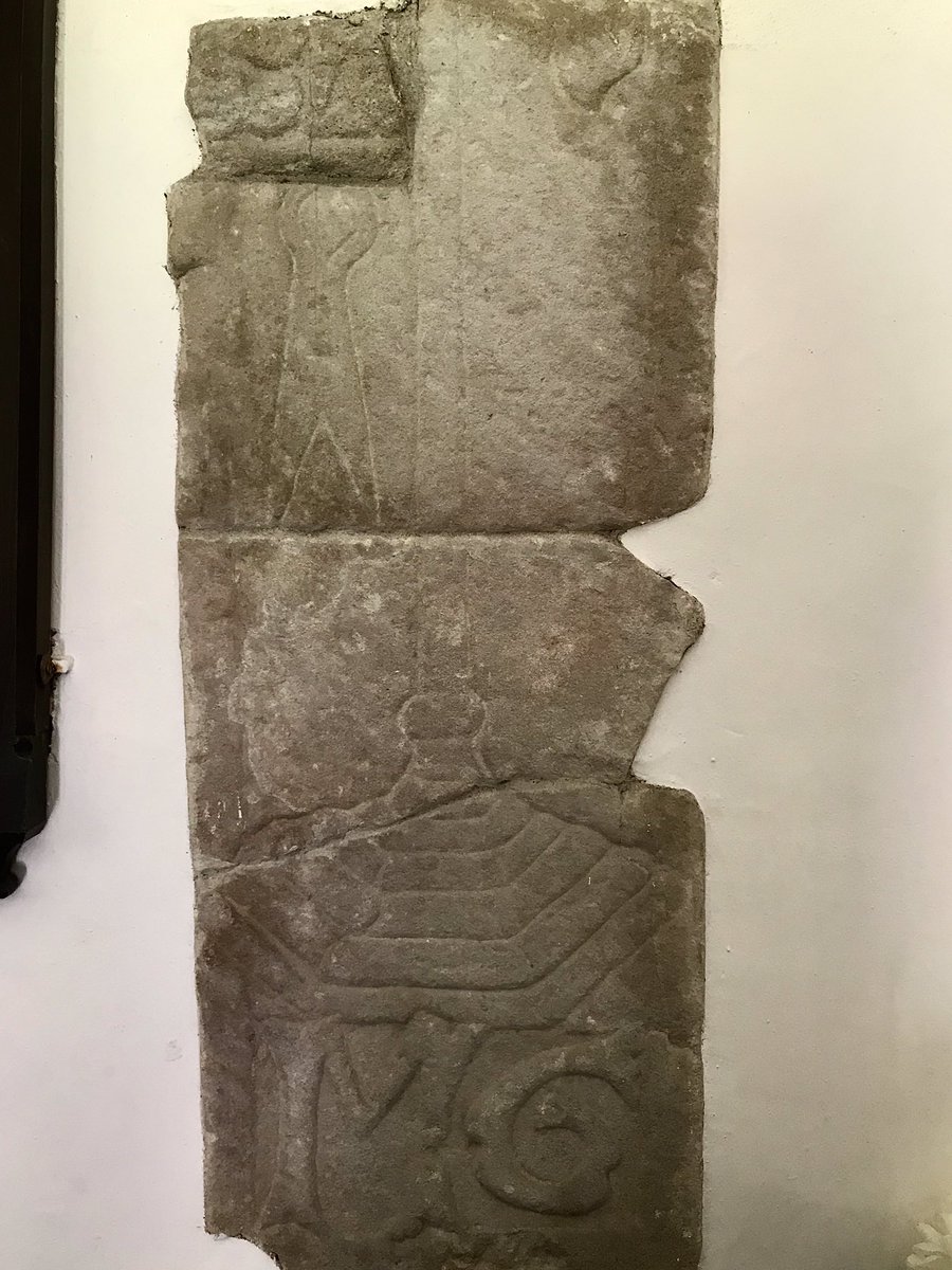 Many cross slabs also feature other motifs which can tell us something about the person they commemorate. The earliest designs were heraldic and indicated rank, but by the 13th century they symbolised a trade or profession.3/