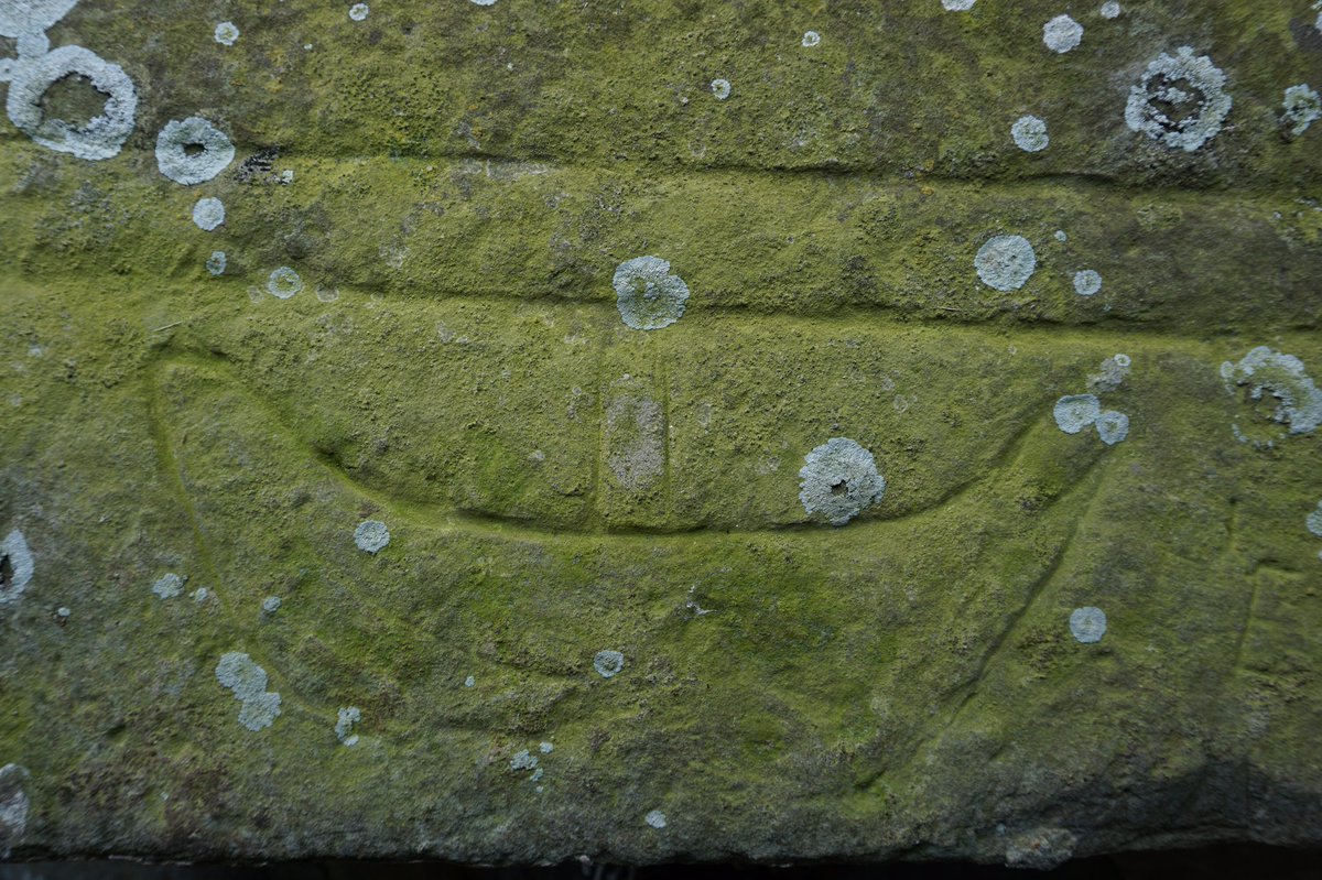 At St Baglan's, Llanfaglan, two 14th-c cross slabs have been built into the porch. They are both carved with quintessential crosses, but one also bears the image of a ship - possibly in honour of a Llanfaglan mariner, ship builder, or merchant (...or banana importer?).5/
