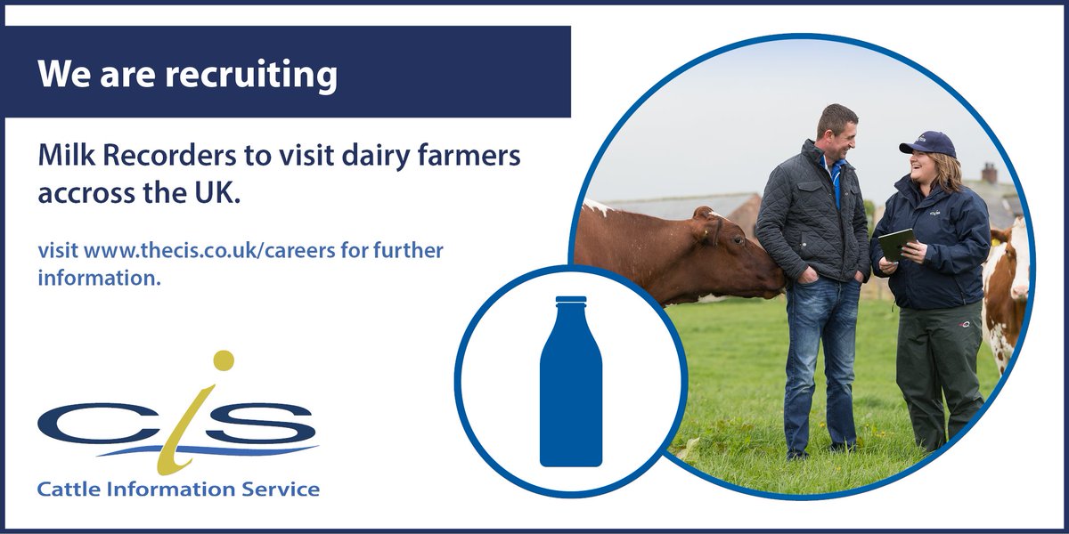 We currently have several vacancies across the UK for Contract Milk Recorders, visit our careers page for more information. ow.ly/ZwDl30rvyVL