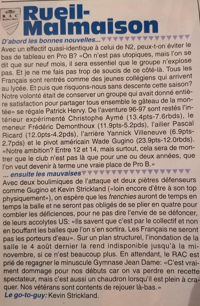RetroBasket37's tweet photo. 🏀
La séquence #Retro
➡️ Avec un peu de retard
[Saison 1997.98]
Seul rencontre opposant le @RacBasket au #NPOTours au sein de l'élite.
➡️1re année au niveau pro pr Rueil alors que ce fût la dernière pr Tours
📷 Effectifs et présentation des clubs.
▪️Source : #Maxibasket
🏀 https://t.co/prx2AtUcMA