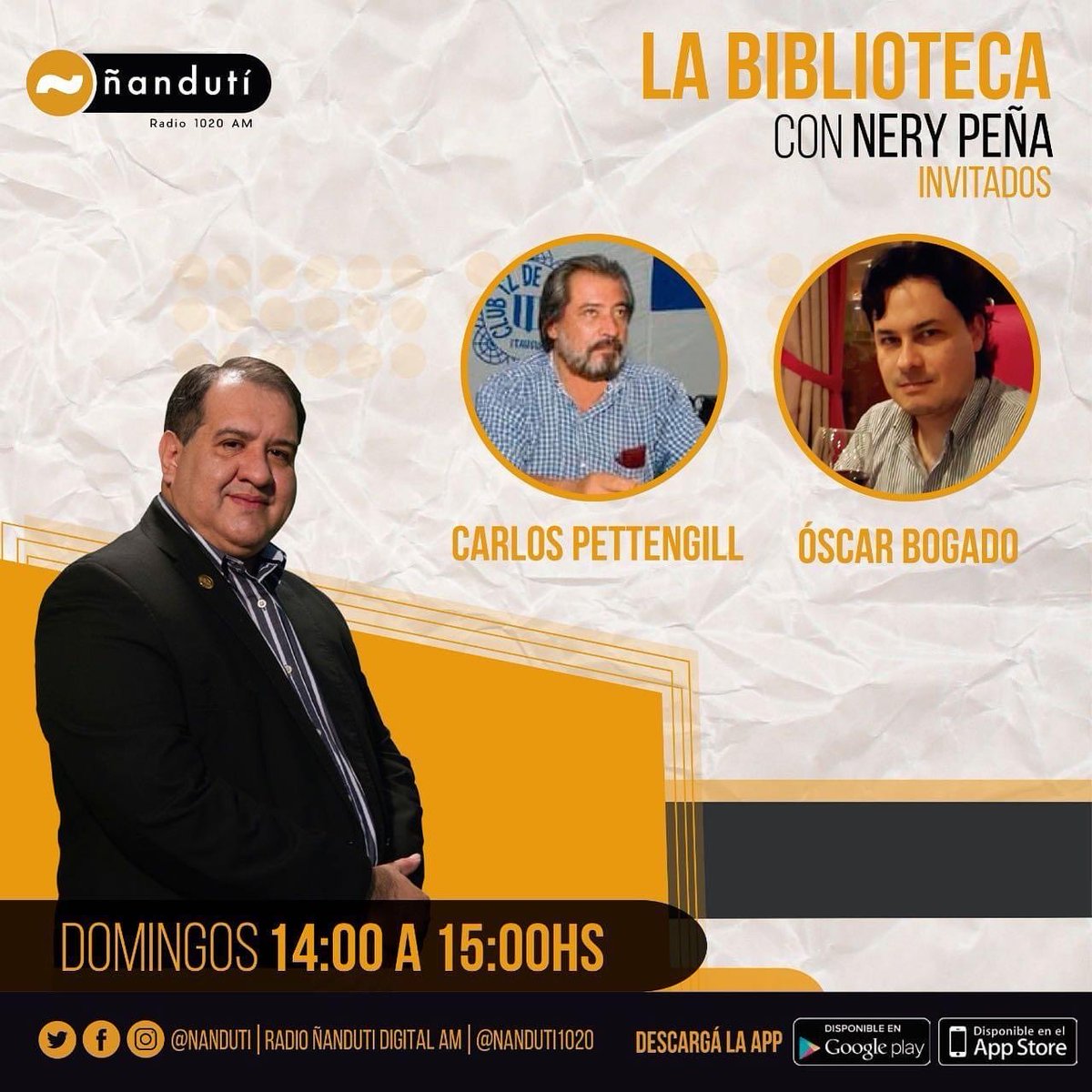 osbogado's tweet photo. Agradezco la invitación de ⁦@nerypenha⁩ para hablar de un tema que nos apasiona: la historia del Nuevo Cancionero Paraguayo con el querido Carlos Pettengill, por radio ⁦@nanduti⁩, mañana domingo a las 14:00. https://t.co/I5irzPAtbl