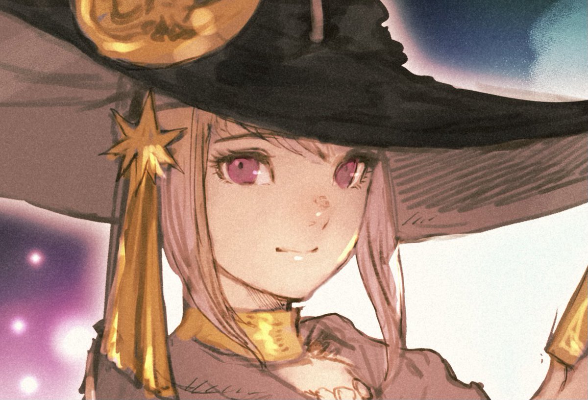 1girl solo hat witch hat smile looking at viewer closed mouth  illustration images