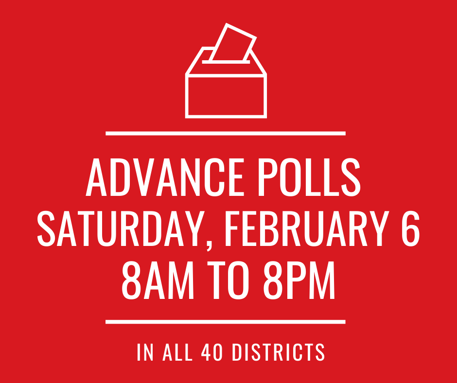 nlliberals's tweet photo. 📢Today is your LAST day to head to the polls to vote early. 

Advance polls are open across the province from 8 a.m. to 8 p.m. on Saturday, February 6th. 

https://t.co/17mIh0IWIK https://t.co/Ubc26qujhC