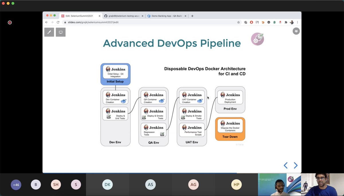 SanjayKumaarr's tweet photo. My friend Giridhar, @vgrk2017 is live at #SeleniumSummit21!!
Do join him and hear from him about
"Continuous Testing โ Here is what you need to know"
@AgileTAlliance @adigindia @TestProject_io @testim_io @fundootesters @TheTestChat #testingconf #conf21 https://t.co/vLKjIQxeA6