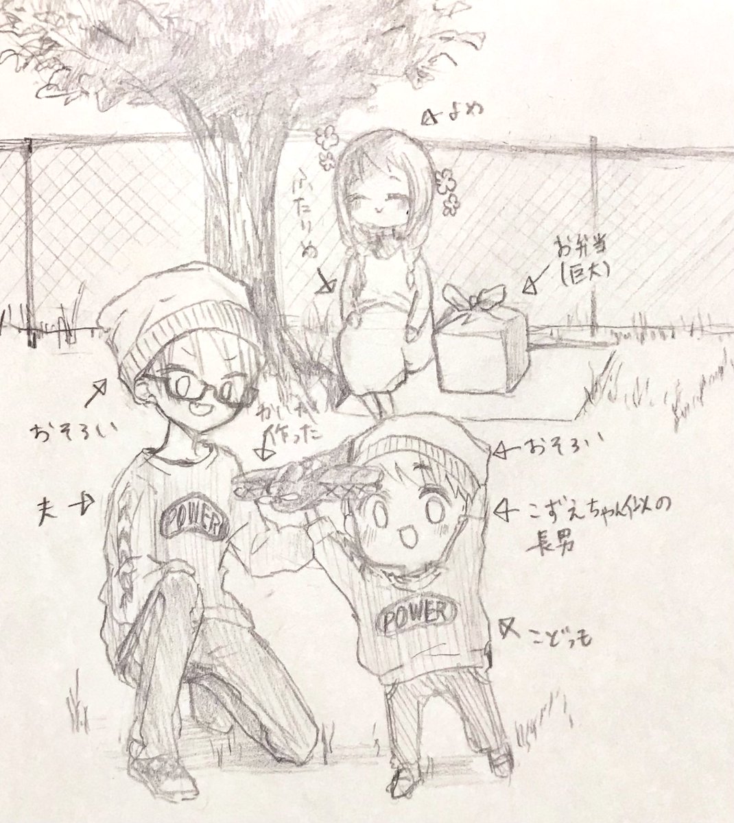 通話中の絵〜
かいこず未来図
うぶな梢ちゃんですが、2人の結婚は早いです
大学のグラウンドでコドッモを遊ばせてピクニックするかいこず 