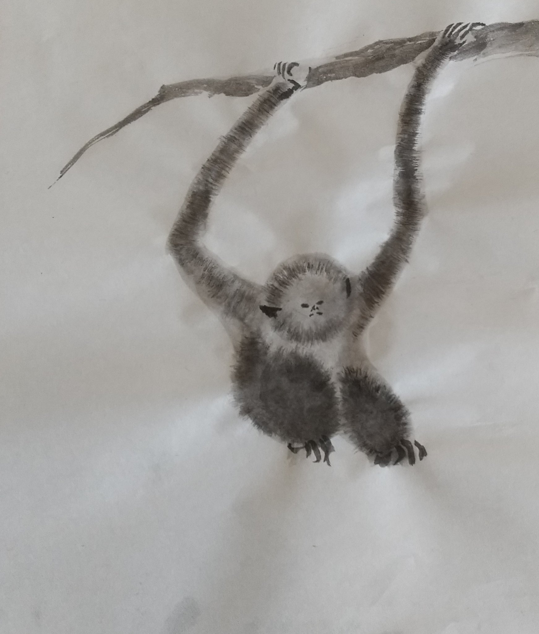イノリ 水墨画始めました 最初の作品 は 等伯さんの 猿猴図 を見様見真似で描いたものです 似てない 笑 直したくても直せない でもここからがスタート 今は 動画などを参考に練習してます 自分流の仏さまを描けるように頑張ります