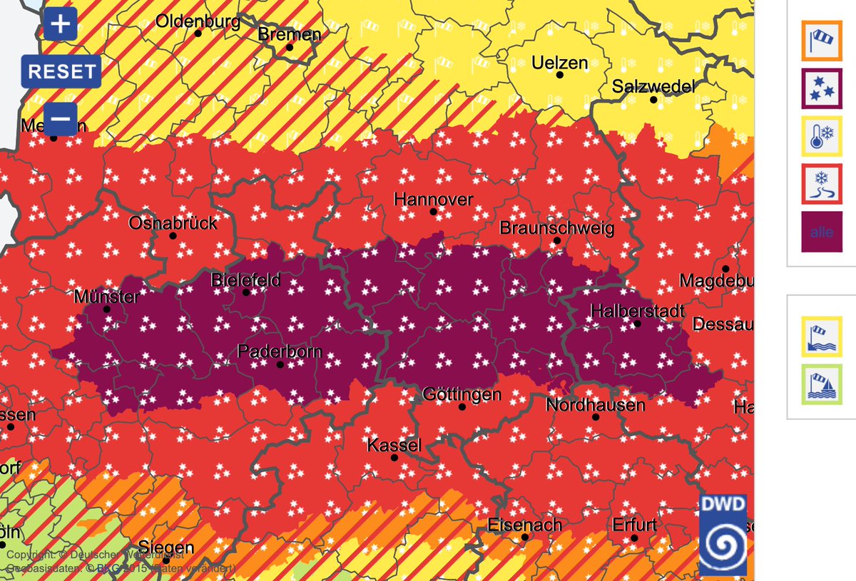 Der Deutsche Wetterdienst (DWD) hat für Teile Westfalens die höchste #Unwetter-Warnstufe ausgegeben. Besonders betroffen sein werden vermutlich die Region vom Kreis #Lippe, über #Bielefeld und #Paderborn bis nach #Münster und #Unna.
 
Alle Updates: westfalen-blatt.de/OWL/Bielefeld/…