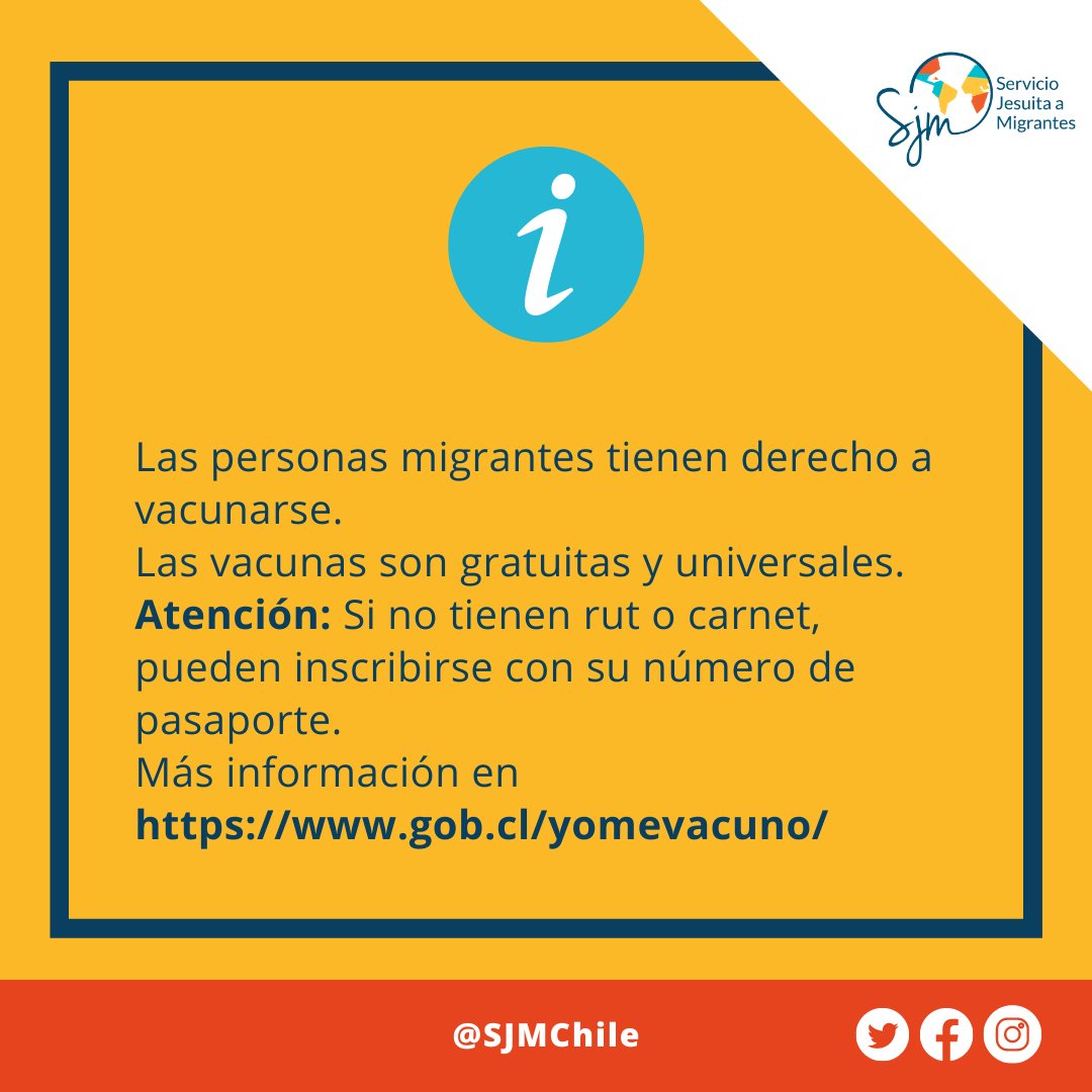 Recuerd:a que si eres persona #migrante o #refugiada también puedes inscribirte en el plan de vacunación masiva.
Más información aquí #Salud #Covid19