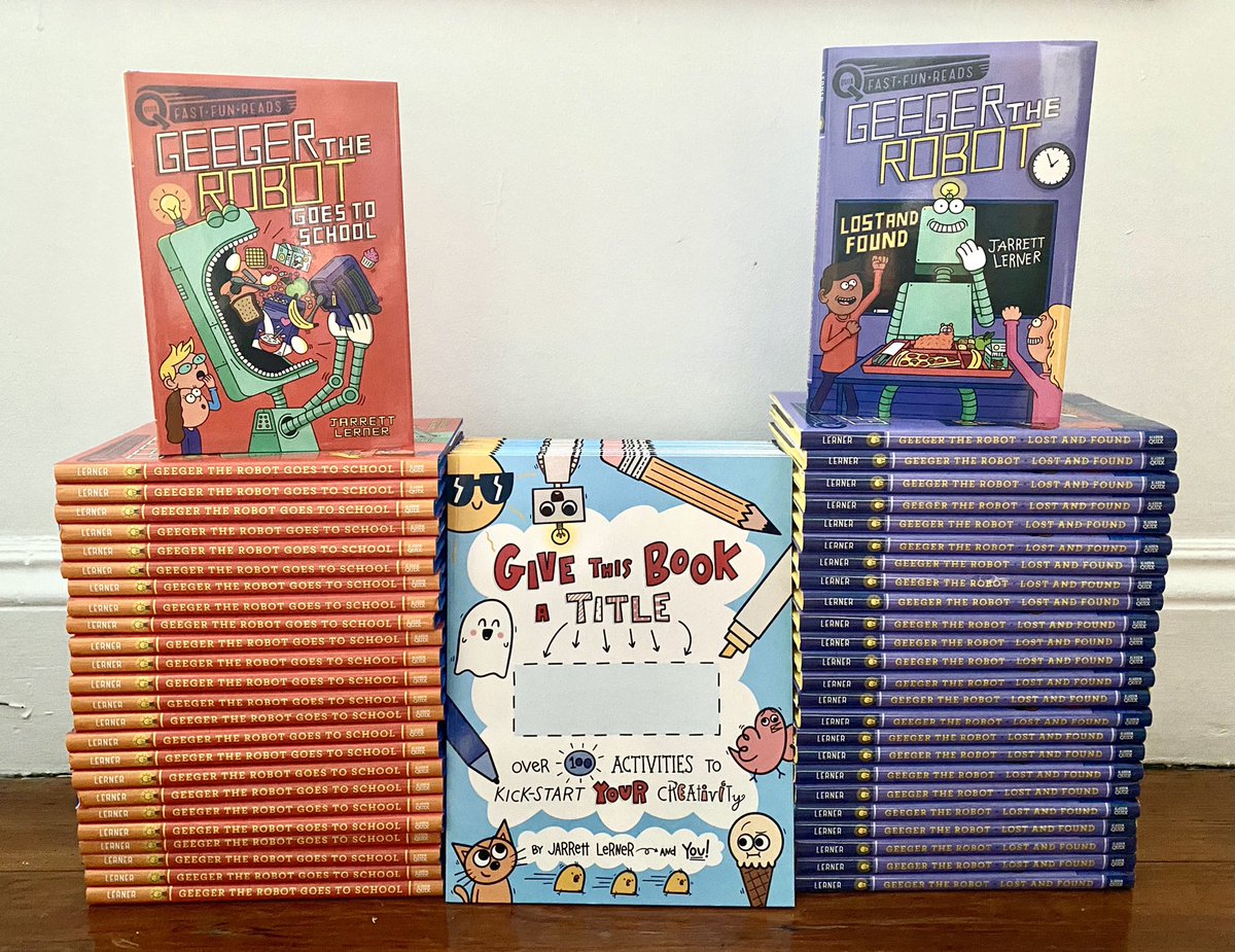 For the third day of my TEN DAYS of GIVEAWAYS, I’m giving away 10 copies of my first activity book, Give This Book a Title, and 25 *hardcover* copies of each of the first two books in my Geeger the Robot series!

EDUCATORS, LIBRARIANS, and PARENTS: RT and follow to enter to win!